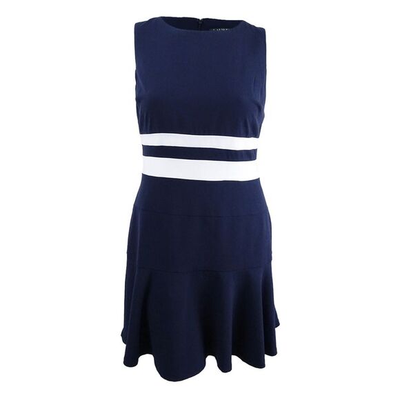 Lauren Ralph Lauren Dresses & Skirts - Lauren by Ralph Lauren Women's Striped Fit & Flare Dress (12, Navy/White)